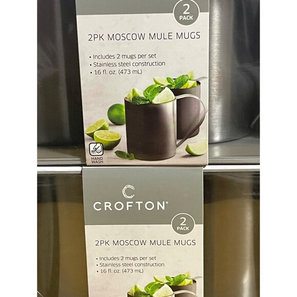 Crofton Moscow Mule Mugs Stainless Steel 16 Oz Set of 4 - Picture 4 of 5